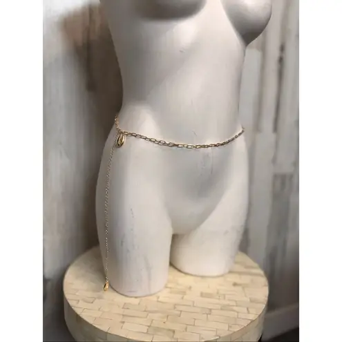 Gold Chain Waist Belt with Dangling Shell Charm – Adjustable Body Chain