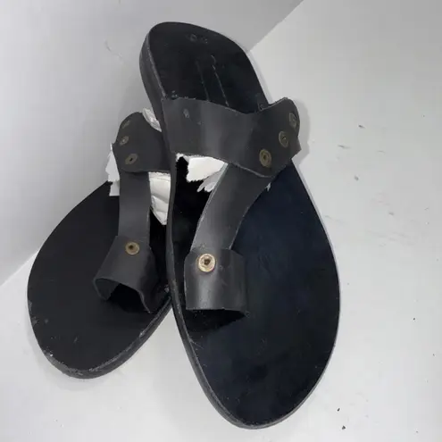 Handmade Ghana Kente Leather Sandals Flip Flops Thongs Tribal Batik Style 41 Size 10