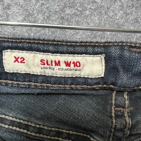 Y2K Aeropostale X2 Slim Jeans Size 0 Long Low Rise Straight Leg Dark Wash Denim Blue