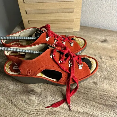 Fly London Women’s Red Size 40 Scarlett Red Lace Up Shoes