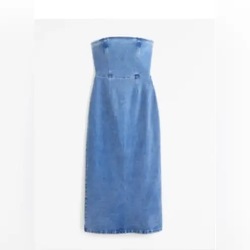 Abercrombie & Fitch  Strapless Denim Midi Dress size medium NWT