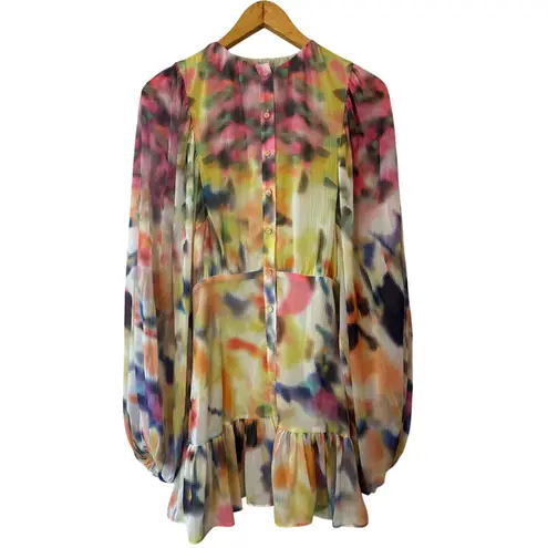 Alexis Leonie Colorful Crepe Belted Mini Dress NWT Size XS