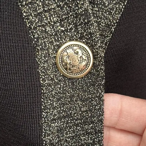 Joseph Ribkoff NWT Black Gold Contrast Trim Knit Long Cardigan Size Medium