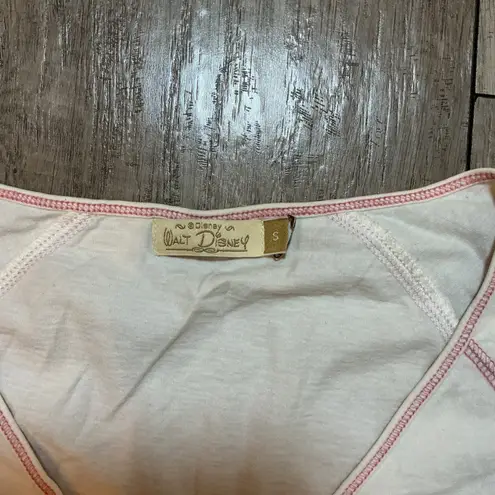 Y2K Disney Tokyo Tigers V Neck Long Sleeve T Shirt Top Glitter Pink Stitch S White