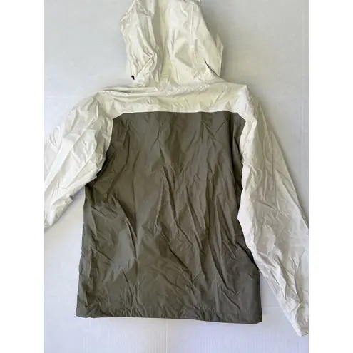 Mountain Hardwear  Green Cream Waterproof Rain Jacket Shell Hike Camp Travel Med