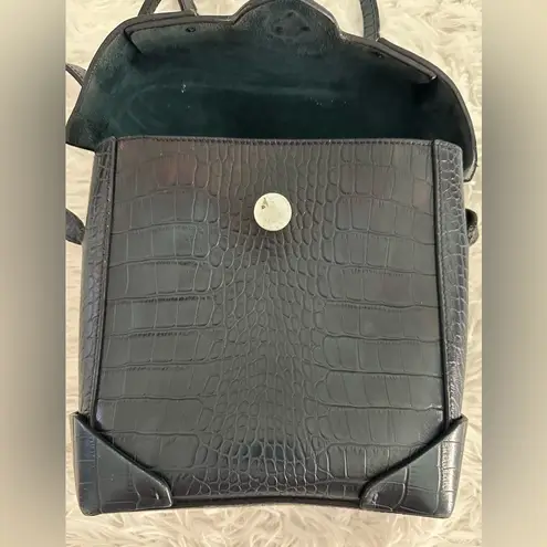 Manu Atelier Mini Pristine Croc Leather Crossbody Bag Rare Blue