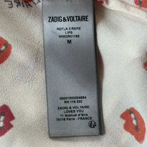 Zadig & Voltaire Refla Lip Print Crepe Mini Dress Size Medium