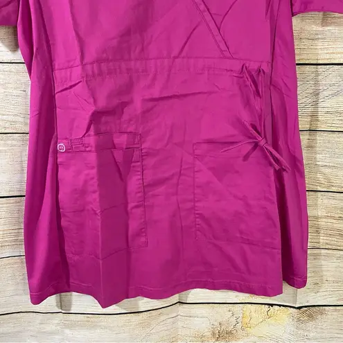 WonderWink work maternity wrap pink scrub top Size Medium comfy stretchy