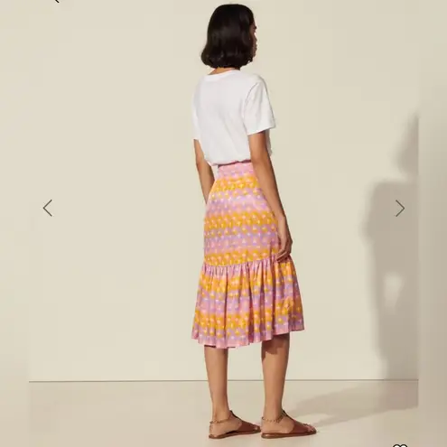 Sandro Paris | Eugenia Pink & Orange Print Midi Skirt | XS