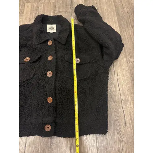Ashley Vintage Charm Black Teddy Bear Fleece Sherpa Button Up Jacket Women's XL