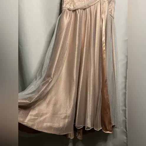 L’Mode Bridal Champagne Sparkly Rhinestone Prom Homecoming Dress Small Gold