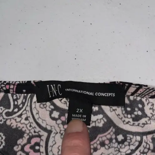 INC Mandala Paisley Blouse Black Size 2X