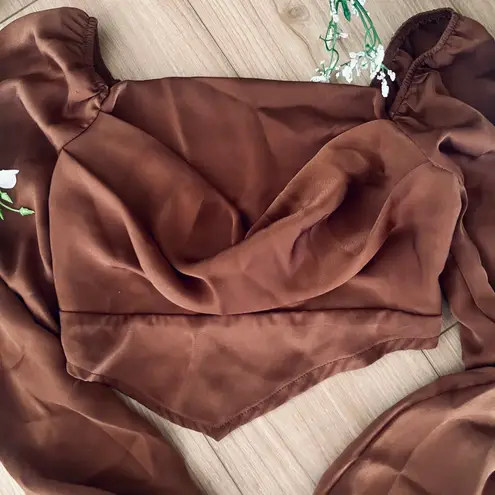 Chocolate Brown Silk Top Size XS