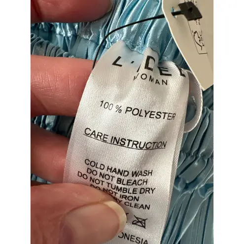 L’IDÉE NWT Le Salon Pant Summer Blue Pleated Satin Pants Size 8