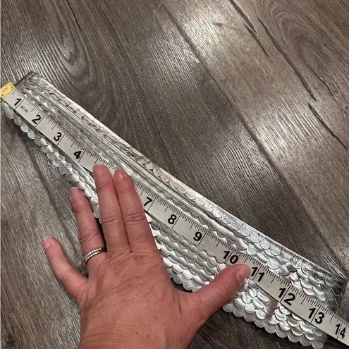 Vintage Charles Jourdan Belt Women's Silver Tone Metallic Leather Made France M Gray