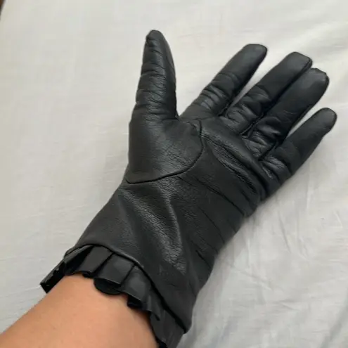 Adrienne Vittadini vintage Black Leather Women's Glove cashmere Lining, XL