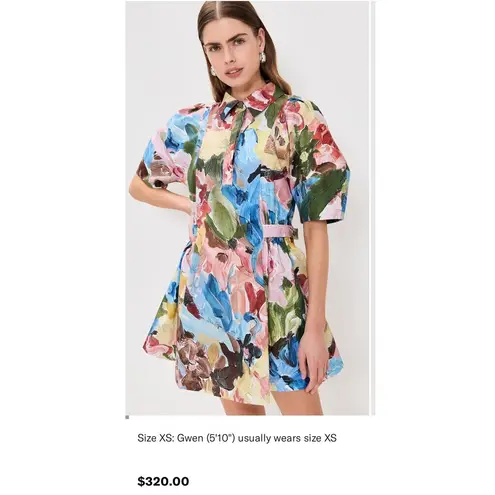 Stine Goya Abstract Print Structured Sleeve Mini Dress Size Small Blue