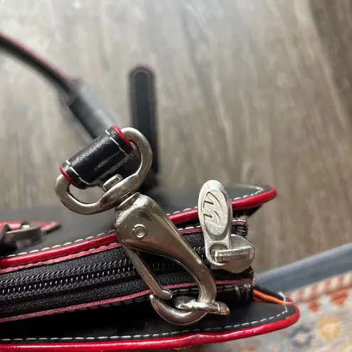 Elegant Black and Red work satchel Bag with orange interior