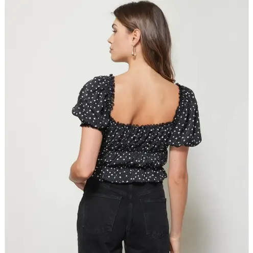 Line and Dot Leah Top Size Extra Small Floral Black Peplum Smocked NWT Cropped