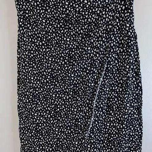 Urban Romantics Black Silver Wrap Midi Skirt