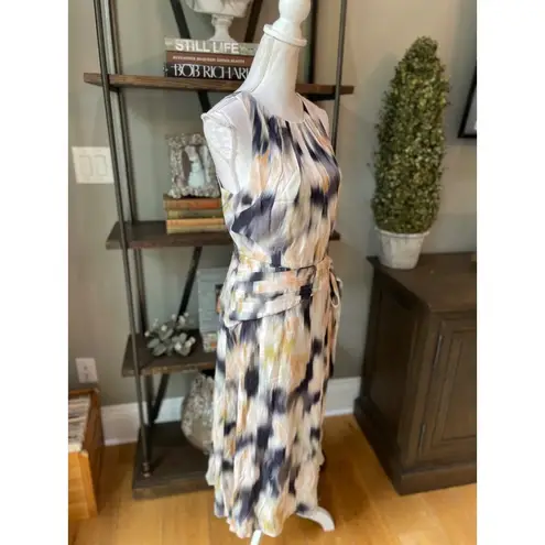 Reiss Gisele Smudge Print Midi Dress Black Cream Grey Womens Size 6