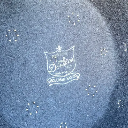 Vintage 80s Studded Wool Doeskin Felt Bollman Hat Black