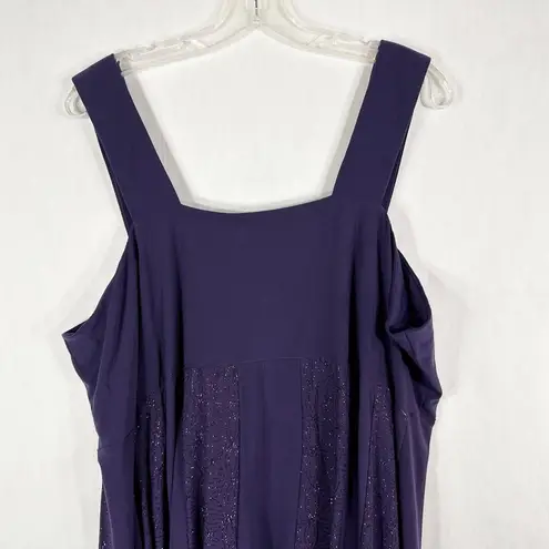 Maggie Barnes Plus Size 18W Dress Purple Sparkly Midi Formal Sleeveless 1694