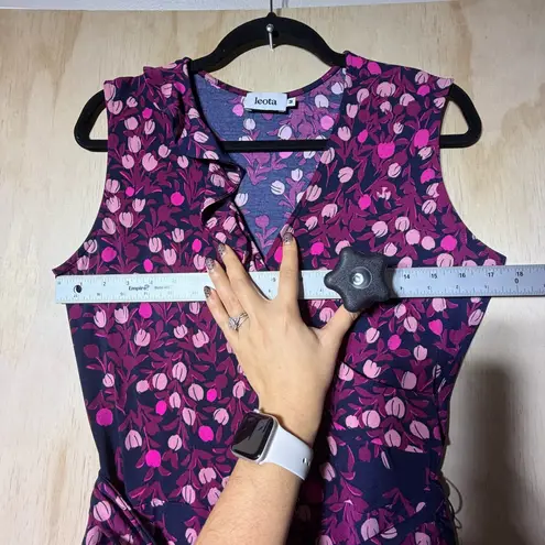 Leota Sleeveless Floral Wrap Dress Pink Navy Fit & Flare Stretch Size M RN143786