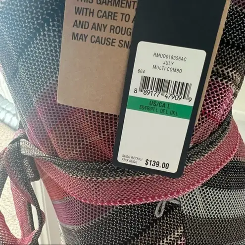 Rachel Roy Finn Metallic Striped Maxi Dress in Pink Grey, Size L New w/Tag