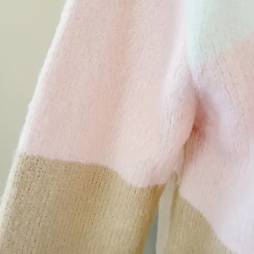 Fever colorblock striped balloon sleeve crewneck sweater size large