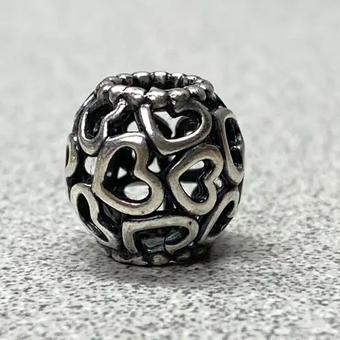 Authentic Pandora 925 Silver Openwork Hearts Bead Charm Jewelry Making