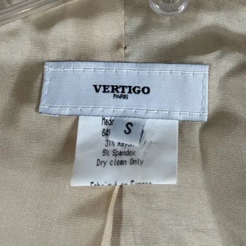 Vertigo Paris Blazer Women S Beige Fitted Contrast Trim Parisian Chic Minimalist