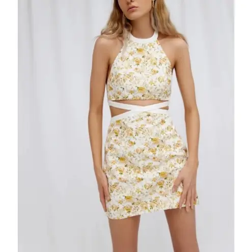 Significant Other Ari Cutout Rosalie Floral Print Mini Dress Size 8 Yellow