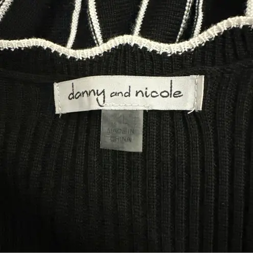 Danny & Nicole Black Fit & Flare Dress – Size XL – Striped Skirt & Scallop Trim