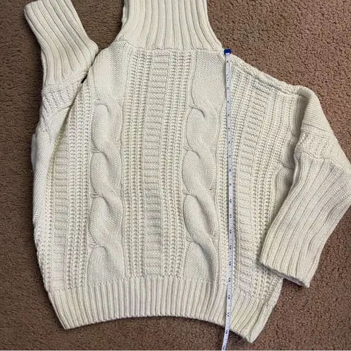 Turtleneck White Cable Knit Sweater