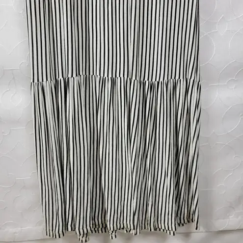 Hailey & Co. Womens Maternity Dress L White Black Striped Ruffled Maxi Tiered