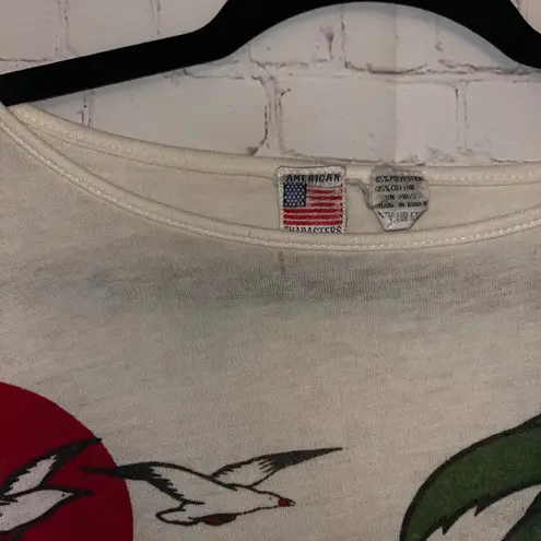 Vintage 70's 80's Disney Mickey Mouse Hawaiian Tropical Vacation T Shirt Size LG White