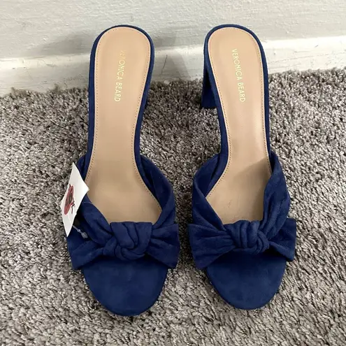 Veronica Beard NEW Ganita Knit-Front Heels in Blue Suede