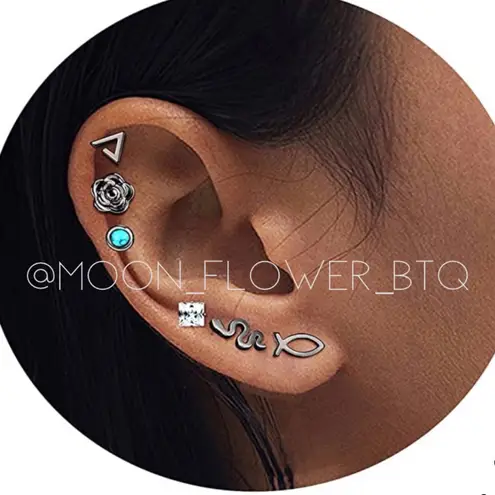 Tiny Black Square CZ Flat Back Earrings