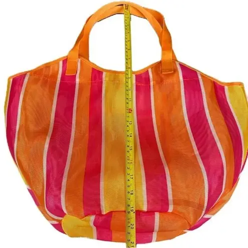 Summer Stripped Beach Mesh Net Shoulder Shopping Bag Orange