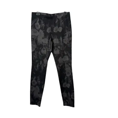 Clara Sun Woo Monochrome Pull on Legging Pants Size M Stretch Knit Floral Black Size M