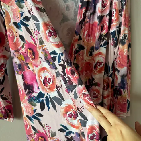 Posh Peanut Women’s Bamboo Floral Dusty Rose Pattern Robe Size Medium Pink