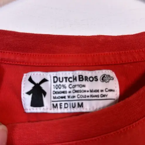 Dutch Bros Coffee Red Pink Tie Dye Love Abounds Shirt Size Med EUC #0978