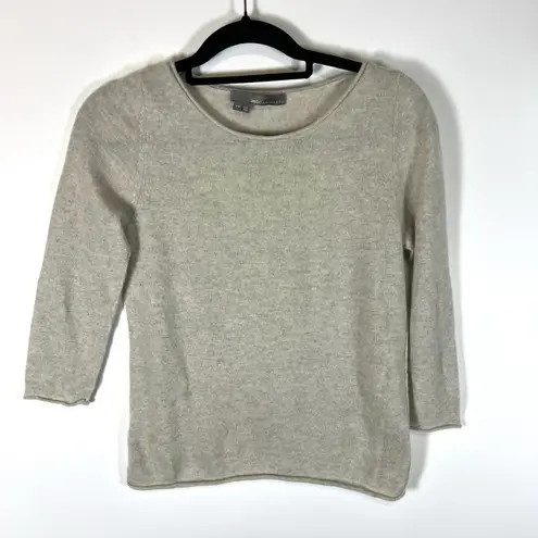 360 Cashmere Skull Cashmere Sweater Womens XS Black 360 Crew Neck Pullover Long Sleeve Beige
