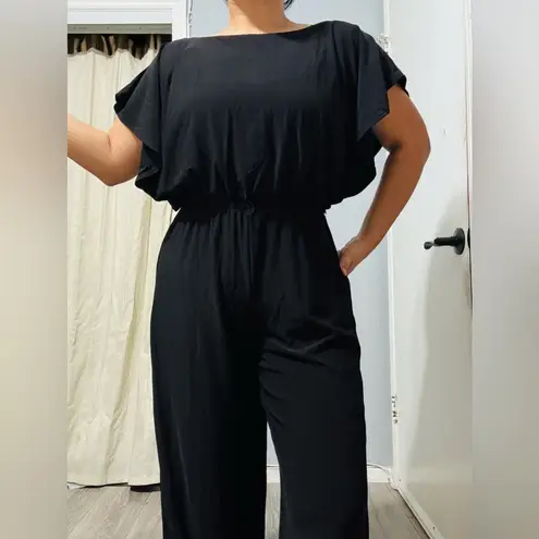 Emma & Michele Women Classic Black Dolman Sleeve Relaxed Fit Jumpsuit Size M