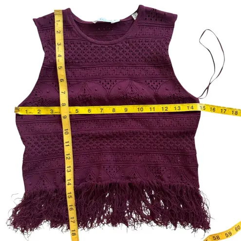 ALC Frank ALC fringe cutout top in wine EUC