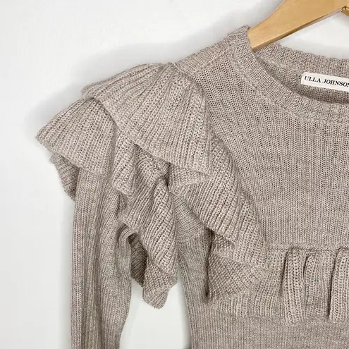 Ulla Johnson Mabel alpaca silk blend ruffled pullover sweater in natural size XS