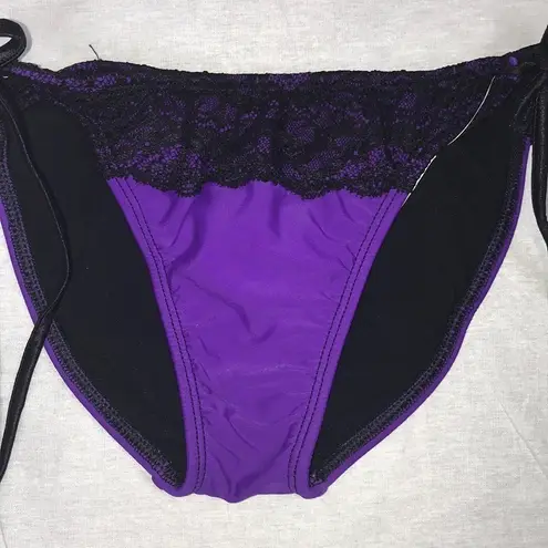 Jelly Swimwear Size S Purple Lace Trim Side Ties Bikini Bottom. Made in USA New Black