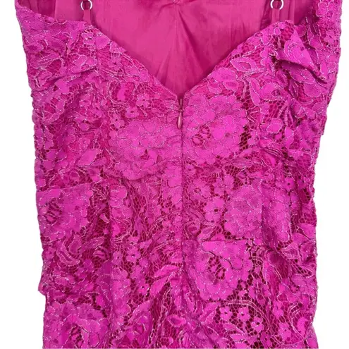 NBD  X Revolve Marvin Hot Pink Fuchsia Lace Ruffled Mini Dress XSmall