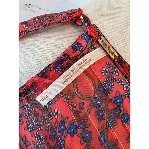 Free People  Small Blouse Paisley Metallic Stripe Shirt Boho‎ Hippie Peplum